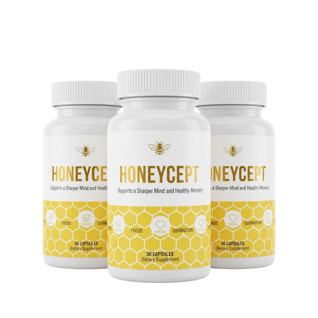 Honeycept brain health supplement &mdash; 3 bottle package